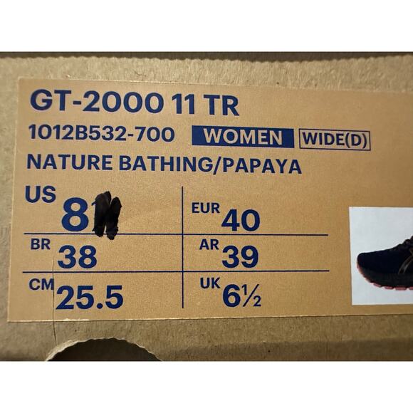 ASICS Women's GT-2000 11 TR Running Shoes Natural Bathing/Papaya Size 8W - Picture 12 of 12